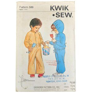 1970s Kwik Sew Toddler Sewing Pattern 586 For Sweatshirt Jacket & Pants Set Ages